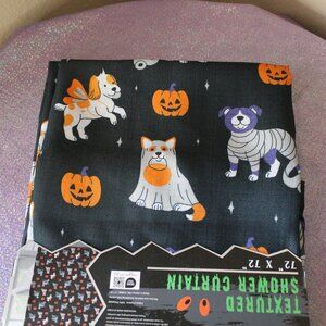 Halloween Dog Ghost Mummy Butterfly Fabric Shower Curtain NWT